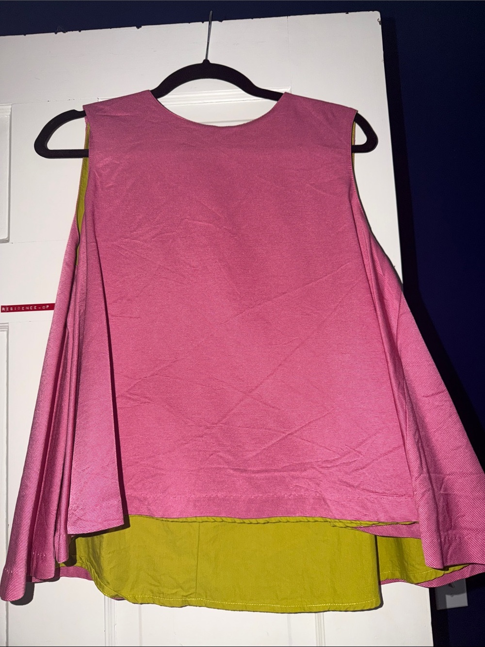 Sleeveless Layered Pink Tank Top with Lime Accent (reversible)